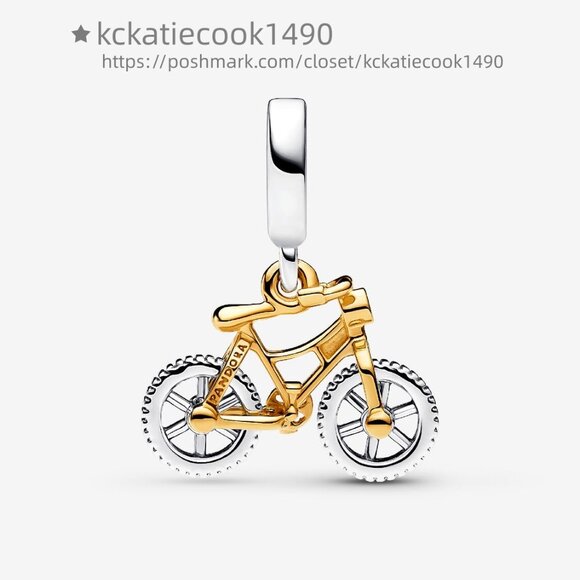 Pandora Two-tone Spinning Wheels Bicycle Dangle Charm - Picture 3 of 6